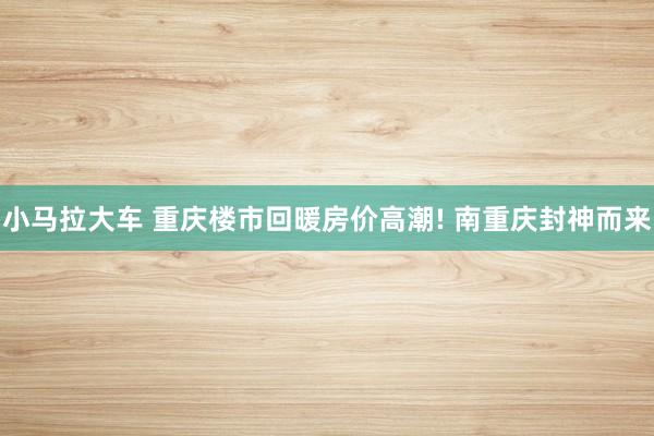 小马拉大车 重庆楼市回暖房价高潮! 南重庆封神而来