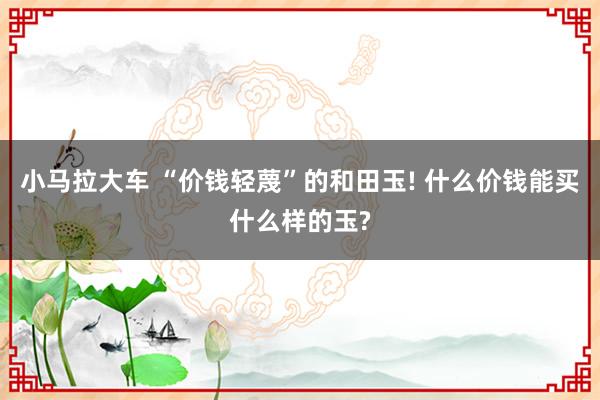小马拉大车 “价钱轻蔑”的和田玉! 什么价钱能买什么样的玉?